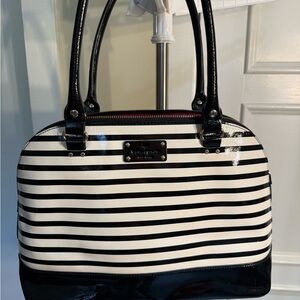 Kate Spade Black and White Striped Shoulder Bag